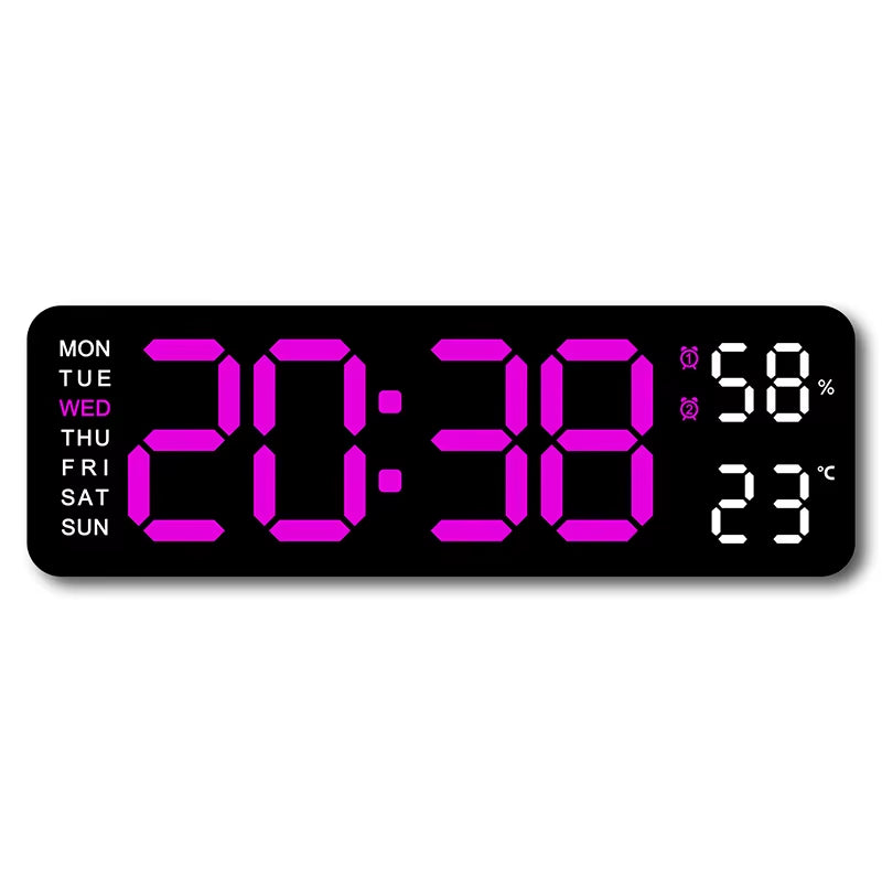 9-Inch Digital LED Wall Clock โ USB Powered with Temperature, Humidity & Auto-Dimming Display
