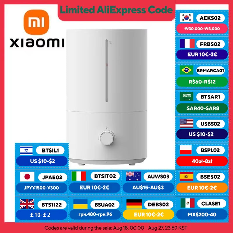 MIJIA Humidifier 2 - 4L Ultrasonic Mist Diffuser with Silver Ion Antibacterial Technology for Home Aromatherapy