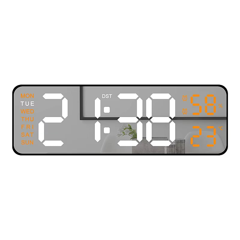 9-Inch Digital LED Wall Clock โ USB Powered with Temperature, Humidity & Auto-Dimming Display