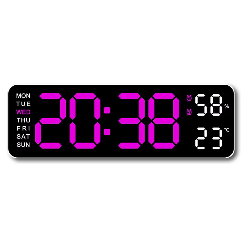 9-Inch Digital LED Wall Clock โ USB Powered with Temperature, Humidity & Auto-Dimming Display