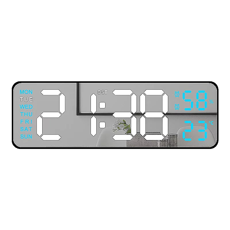 9-Inch Digital LED Wall Clock โ USB Powered with Temperature, Humidity & Auto-Dimming Display