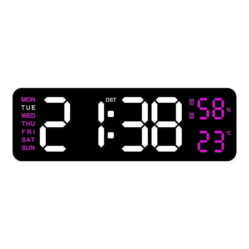 9-Inch Digital LED Wall Clock โ USB Powered with Temperature, Humidity & Auto-Dimming Display