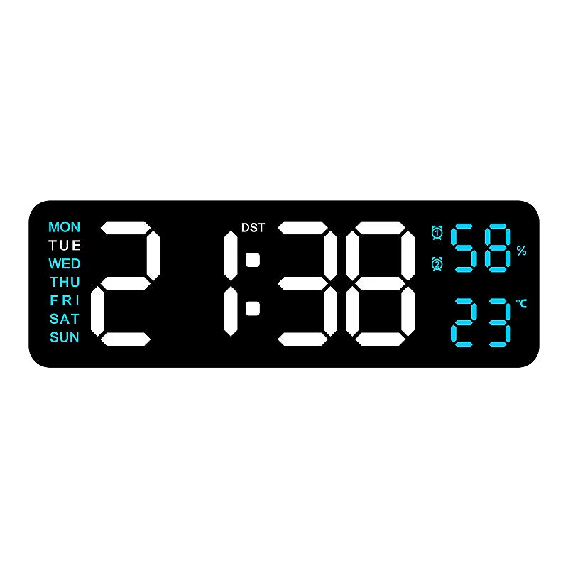 9-Inch Digital LED Wall Clock โ USB Powered with Temperature, Humidity & Auto-Dimming Display