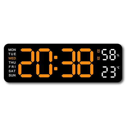 9-Inch Digital LED Wall Clock — USB Powered with Temperature, Humidity & Auto-Dimming Display