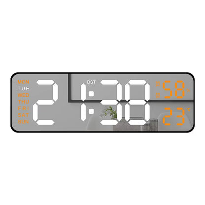9-Inch Digital LED Wall Clock — USB Powered with Temperature, Humidity & Auto-Dimming Display