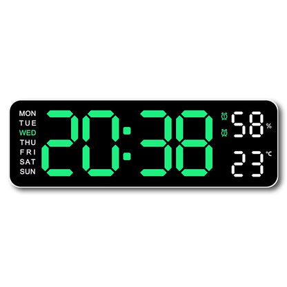 9-Inch Digital LED Wall Clock — USB Powered with Temperature, Humidity & Auto-Dimming Display