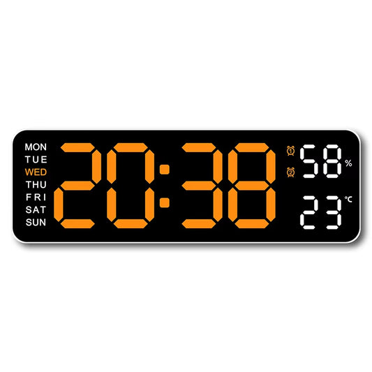 9-Inch Digital LED Wall Clock — USB Powered with Temperature, Humidity & Auto-Dimming Display