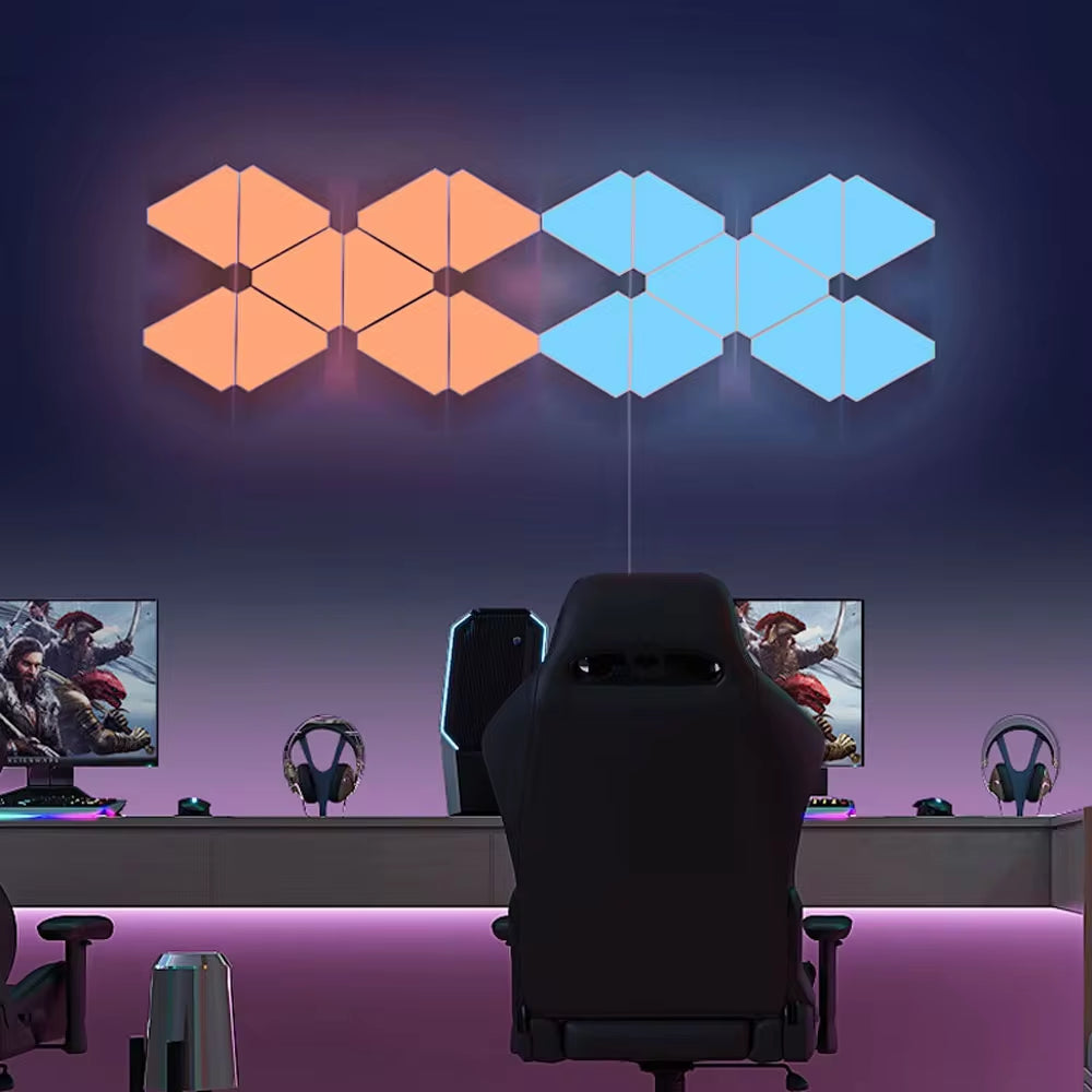 RGB Wi-Fi LED Triangle Wall Lamp — App & Bluetooth Controlled DIY Quantum Light for Gaming and Bedroom Decor