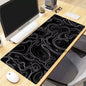 Topographic Desk Mat — Black & White XXL Mouse Pad (600×300 mm to 1000×500 mm)
