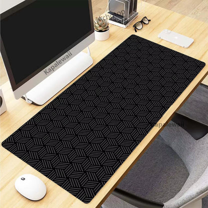 Topographic Desk Mat — Black & White XXL Mouse Pad (600×300 mm to 1000×500 mm)