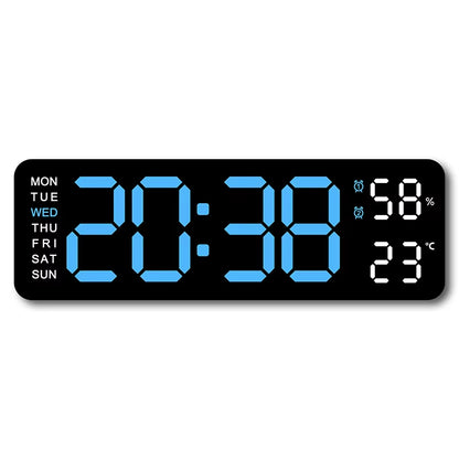 9-Inch Digital LED Wall Clock — USB Powered with Temperature, Humidity & Auto-Dimming Display