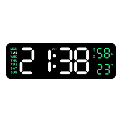 9-Inch Digital LED Wall Clock — USB Powered with Temperature, Humidity & Auto-Dimming Display