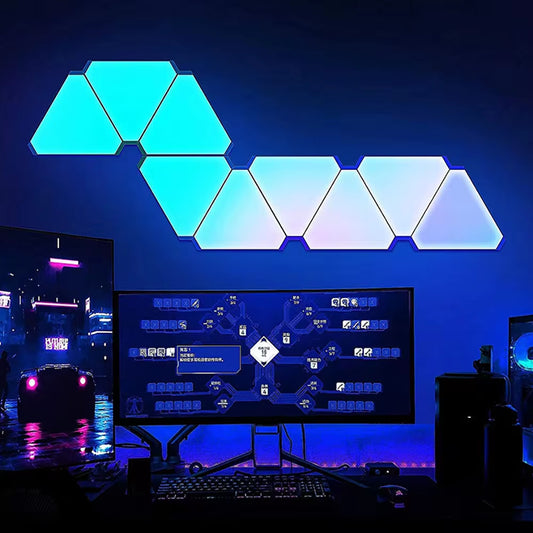 RGB Wi-Fi LED Triangle Wall Lamp — App & Bluetooth Controlled DIY Quantum Light for Gaming and Bedroom Decor