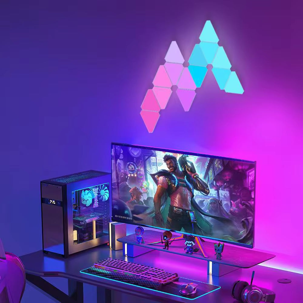 RGB Wi-Fi LED Triangle Wall Lamp — App & Bluetooth Controlled DIY Quantum Light for Gaming and Bedroom Decor