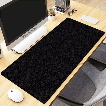 Topographic Desk Mat — Black & White XXL Mouse Pad (600×300 mm to 1000×500 mm)